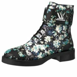 Louis Vuitton LV Wonderland Printing Small Cowhide Flat Blue Black/Blue Marten Boots 1A5LX7