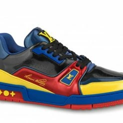 Louis Vuitton Trainer Black Marine Navy Blue Red Yellow