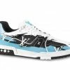 Louis Vuitton LV Trainer #54 Graphic Print White Black Blue -KENZO Sales 1AA376