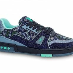 Louis Vuitton LV Trainer Marine Navy Blue Crystal